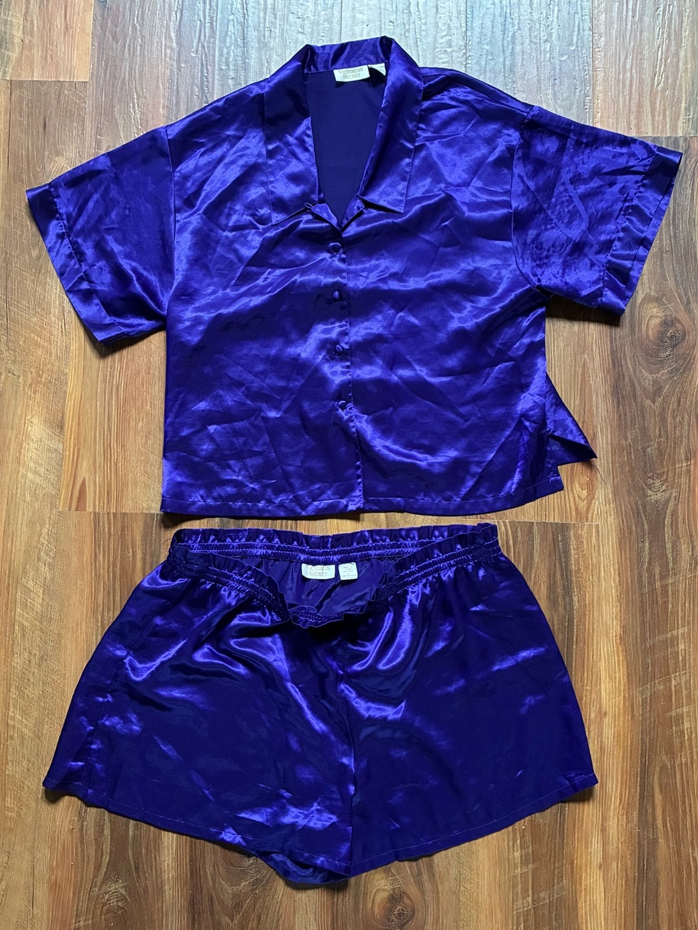 Vintage Victoria's Secret Gold Label Purple Pajama Shorts 2PC Set Size Large